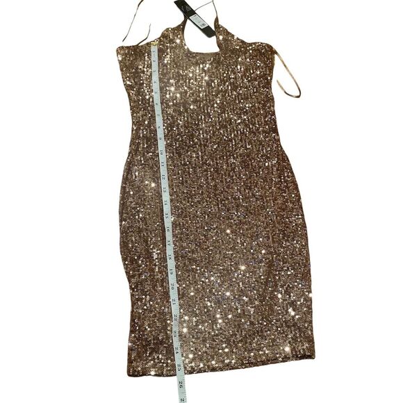 NWT Fashion Nova Out Til Dawn Sequin Mini Dress Mocha - Picture 3 of 10